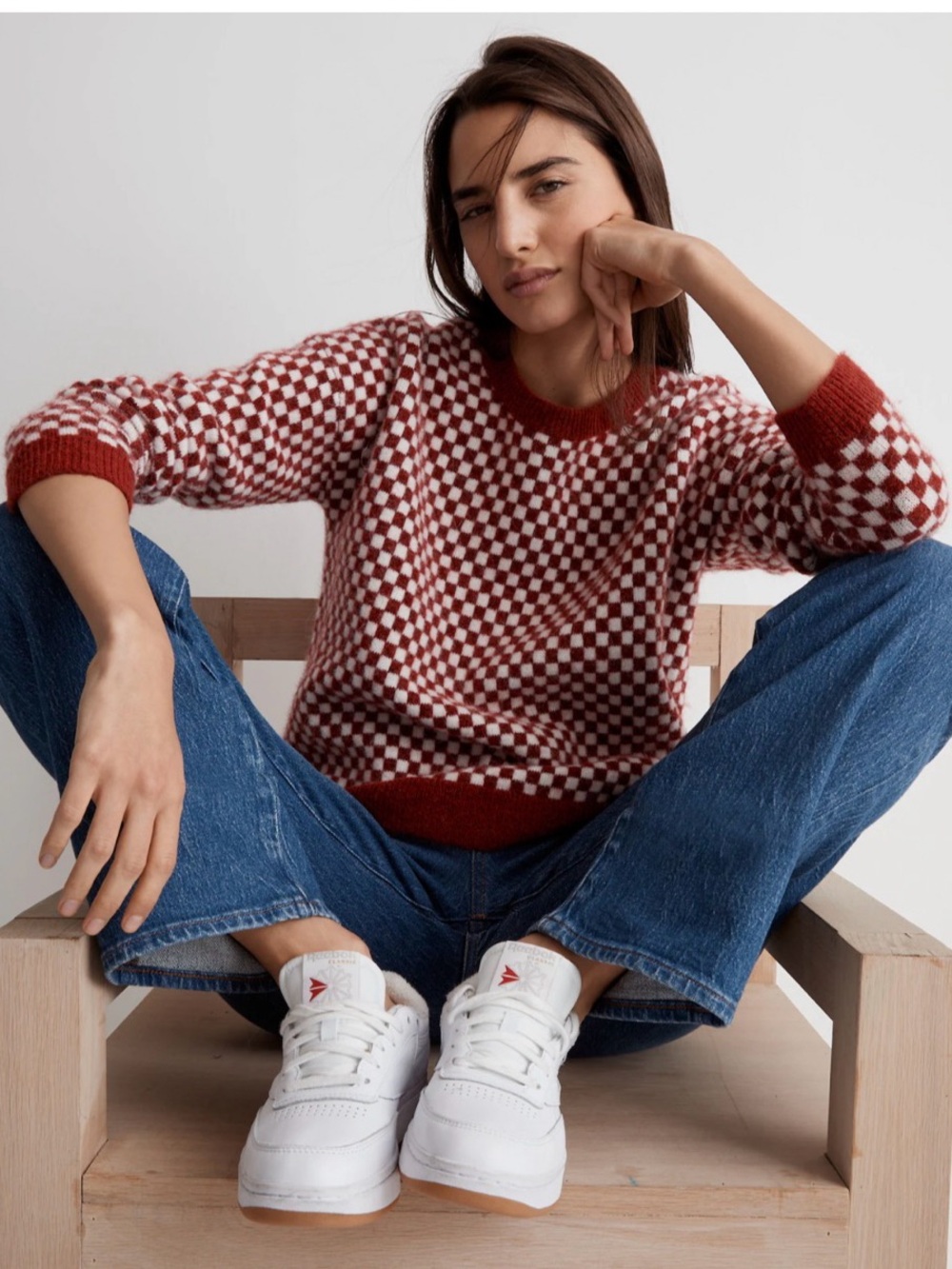Madewell Checkerboard Jacquard Pullover Sweater